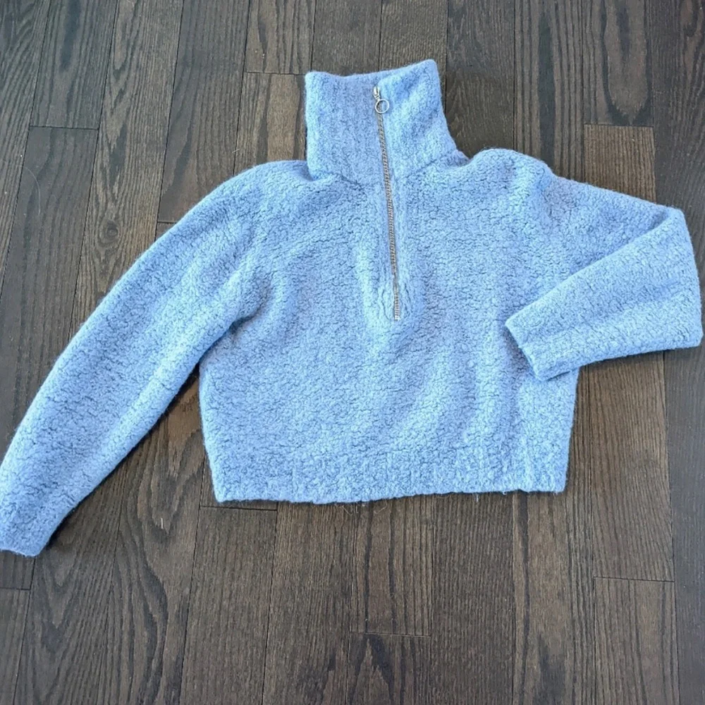 Wilfred Aritzia Cropped Gwyneth Sweater Alpaca 1/2 Zip - Picture 4 of 12